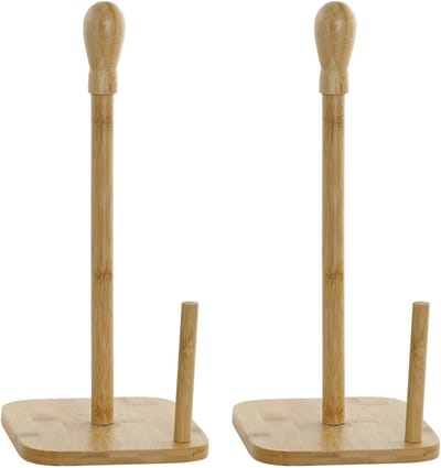 2x stuks keukenrol houder bamboe hout 15 x 34 cm