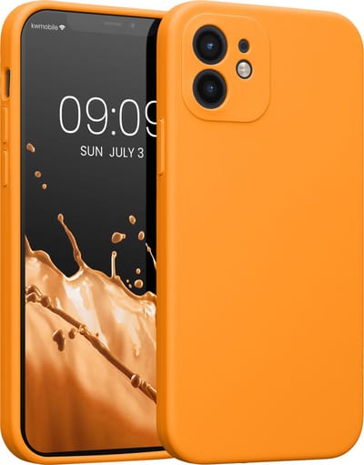 kwmobile telefoonhoesje geschikt voor Apple iPhone 12 - TPU backcover met siliconen coating - Smartphone case in fruitig oranje