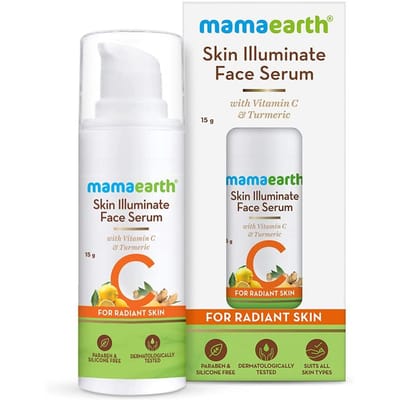 Mamaearth Skin Illuminate Gezichtsserum 15g Met Vitamine C & Kurkuma Voor Stralende Glans & Vermindering van Donkere Vlekken