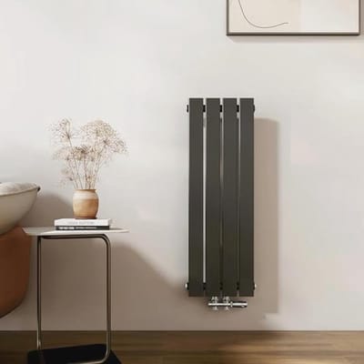 Verticale Flat Radiator 900 x 300 mm - Zwart - 403 Watt - Centrale Aansluiting - Design Paneel Radiator
