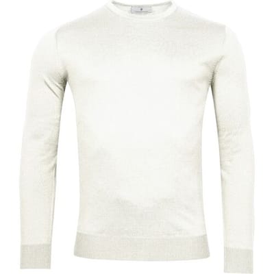 Thomas Maine Trui Ronde Hals Single Knit Merino Wool Ecru / male