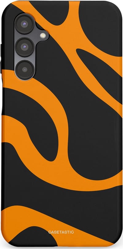 Casetastic hoesje geschikt voor Samsung Galaxy A16 - Dubbellaagse bescherming - Katachtige Oranje Tijger Strepen - Fashion Case - Zwart Oranje