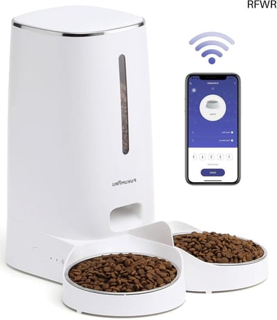 RFWR® Automatische voederbak voor katten en honden met wifi en 4 liter capaciteit - Slimme voedseldispenser met dubbele kommen en app bediening