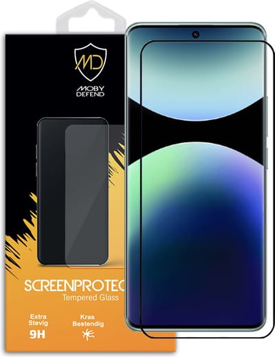 MobyDefend Screenprotector - Geschikt voor Xiaomi Redmi Note 14 Pro 5G - Screensaver Met Zwarte Randen - Gehard Glas