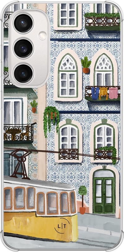Shockproof hoesje - Geschikt voor Samsung Galaxy S23 FE - Lissabon - Extra sterke case - TPU/polycarbonaat - Print / Illustratie - Multi, Transparant