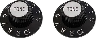 Allparts PK3242023 Witch Hat toonknoppen, zwart, voor USA split shaft pots, 2 stuks