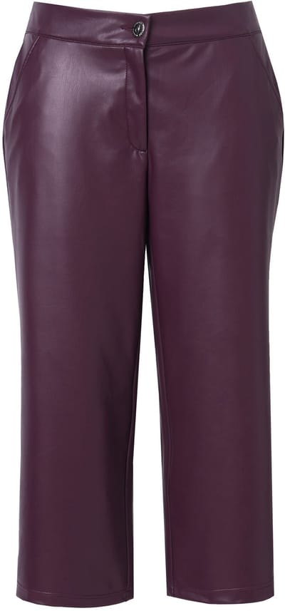 MIAMODA - Dames - Culotte wijde pijpen leerlook - Aubergine - Maat 44
