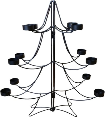 House of Seasons Kaarsen houder kerstboom standaard zwart H50xD44cm
