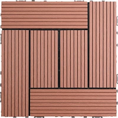 Vloertegels Buiten - Terrastegels Houtcomposiet - Tuin Decoratie - Waterdicht Snelmontage - 30x30 cm - Mahonie