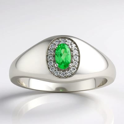 Cavill - Zilveren Ring met 0,179 ct Ovaal Geslepen AAA Keniaanse Tsavoriet - 925 Sterling Zilver met Zirkonia - Luxe Groene Edelsteen Ring
