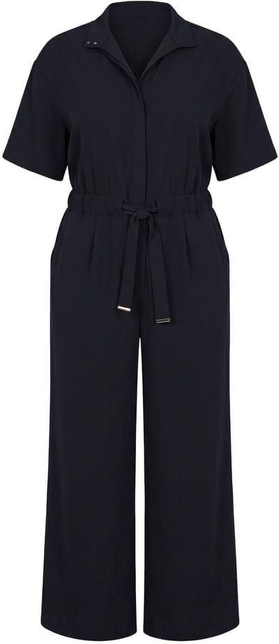 Studio Untold - Dames - Jumpsuit oversized opstaande kraag rits - Zwart - Maat 50+