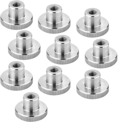 Set van 10 SOTECH kartelmoeren M5, roestvrij staal V2A (SS304), hoge vorm, DIN 466, metrische kartelmoeren met gekartelde zijkanten.