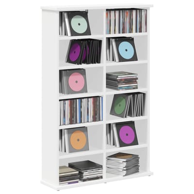 vidaXL - CD - Kast - Wit - 60 - x - 17 - x - 92 - cm - Bewerkt - hout