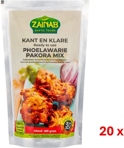 Zainab | Pakora mix | kikkererwten snack | Phulaurie mix | Vegan | multipack (20 x 400 gram)