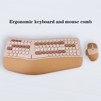 Ergonomisch Draadloos Toetsenbord en Muis Combo – 2.4G Stil Toetsenbord met Palmsteun – Draadloze Bureauset voor Laptop, PC, Kantoor, Thuiswerken & Gaming
