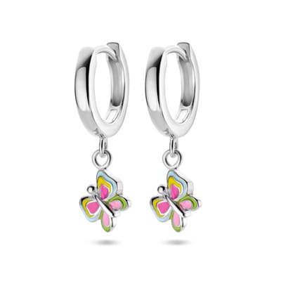 Zilver Gerhodineerd Klapoorringen Vlinder 1336089