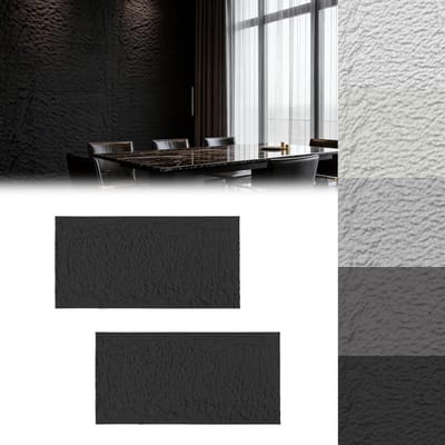 3D Muurpaneel Steenlook 120x60x5 cm, 2 Stuks PU Zelfklevende Wandbekleding, Waterdicht Steenpaneel voor Keuken, Badkamer & Woonkamer, Type B - Diepzwart - NAIZY