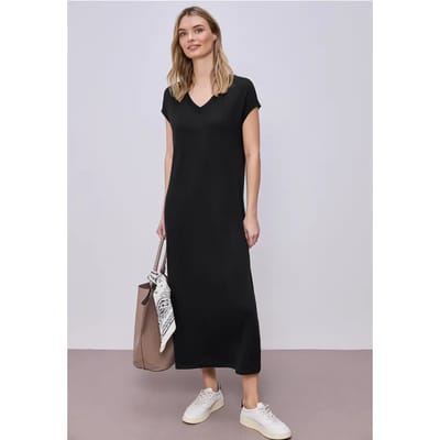 Midi-jurk met V-hals in een gebreide look