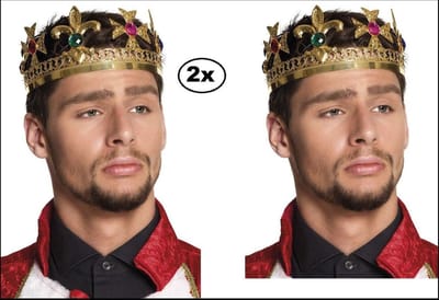 2x Koningskroon metaal luxe - Koning thema feest festival carnaval party