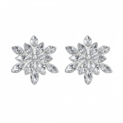 Clip oorbellen zirkonia 2.5 cm ster zilverkleur