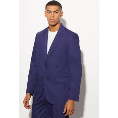 Relaxed Fit Single Breasted Suit Jacket | Navy | Size 48