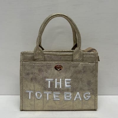 Metallic tote bag met gouden detail goud klein Gold
