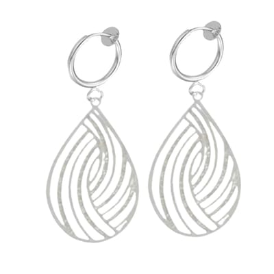 Klem oorbellen- druppel- filigraan- zilverkleur- 5 cm- geen gaatje-Charme Bijoux