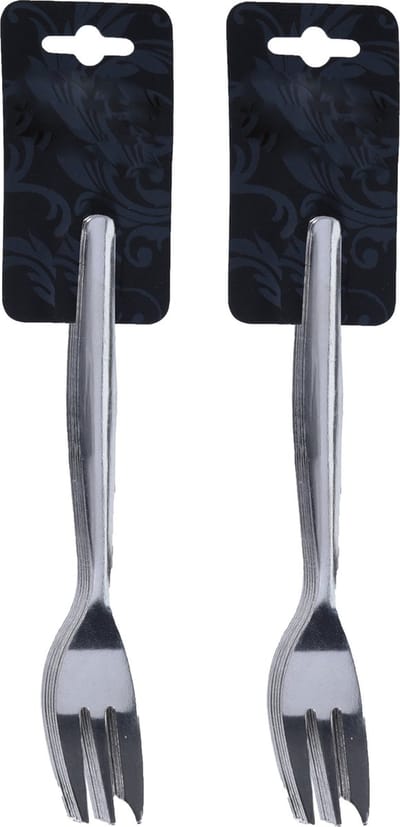 Excellent Houseware Taart/gebak vorkjes - 12x stuks - zilver - RVS - 12 cm - verjaardag/feest vorkjes