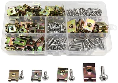 Dailygoods- Bevestigingsmiddel 170 Stuks - Schroeven/Schroef - Moeren/Clip - Roestvrij Staal - Hoogwaardig Mangaanstaal - Auto Carrosserie Bevestiging