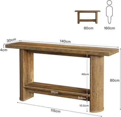 OKWISH Consoletafel - Modern En Ruimtebesparend - Voor Hal En Woonkamer - Houtlook Bruin - Smal Ontwerp