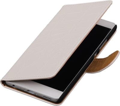 Nokia Lumia 830  Book Case Croco Wit Hoesje
