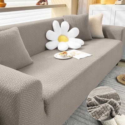 Bankhoes voor Woonkamer Elastische Dikke Jacquard Bankhoes voor Bank L-vormige Hoekbankhoes 1/2/3/4-zits Bankhoes 1 Seater 90-140cm gray