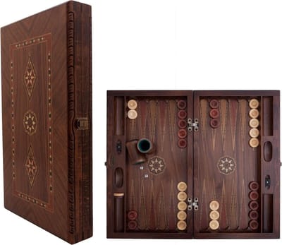 Backgammon - Tavla - Handgemaakt - Hout - Luxe uitgave - 52 x 30 x 7 cm