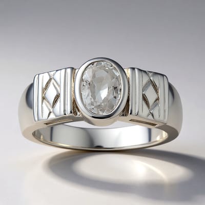 Cavill - Zilveren ring met 1,06 ct Ovale Zirkoon uit Tanzania - 925 Sterling zilver met palladium - Handgemaakte moderne ring - Maat 16-21