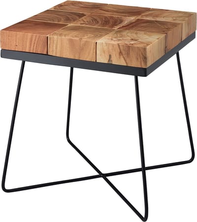 Bijzettafel acacia 45x45cm massief houten salontafel woonkamer