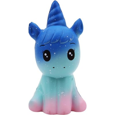 Nouveau Squishy Cute Unicorn Simulation Animal Doll PU Pain Slow Rising Parfumé Doux Squeeze Jouet Soulagement Du Stress pour Enfant Cadeau De Noël bleu