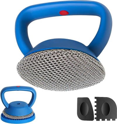 Gietijzer Reiniger - Pannen Schraper - Keuken Onderhoud - Ergonomische Handgreep - 9x9x10 cm - Rood