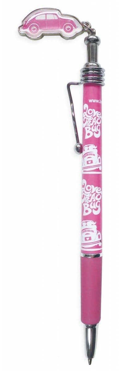BRISA VW Collection - Volkswagen Kever balpen, schrijfpen, schoolpen met hanger/bedeltje (roze)
