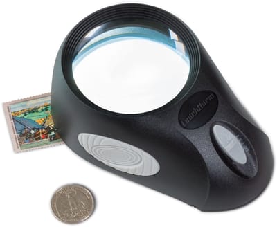 Standlupe "BULLAUGE" mit 5-facher Vergrößerung, 6 LED's, 3 Helligkeitsstufen