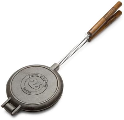 Gietijzeren wafelijzer voor barbecue, één maat, grijs