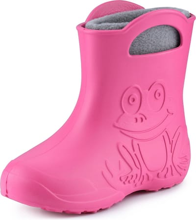 Ladeheid LA-CA-FrogWinter Kinder Regenlaarzen - Rubber - met Binnenschoen - EVA - Wasbare Binnenschoen - Roze/Grijs - 34/35
