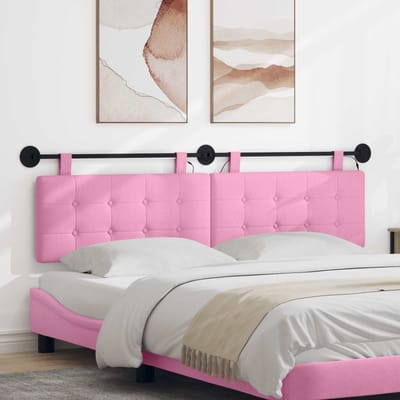 vidaXL - Hangend - hoofdbord - Met - LED-verlichting - Roze - Stof