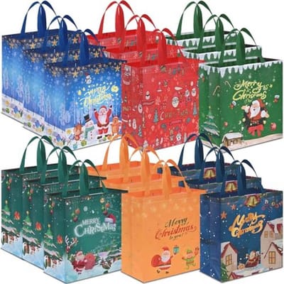 Extra Grote Kerst Cadeautassen 18 Stuks - 35x39x13cm - Herbruikbare Niet-geweven Tas voor Kerst en Nieuwjaar