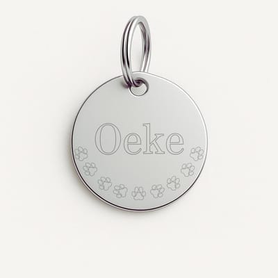 Lovelockers® | Hondenpenning inclusief graveren | Gegraveerde Penning | Coin 26mm | Stainless Steel | RVS | Zilver | Luxe honden penning
