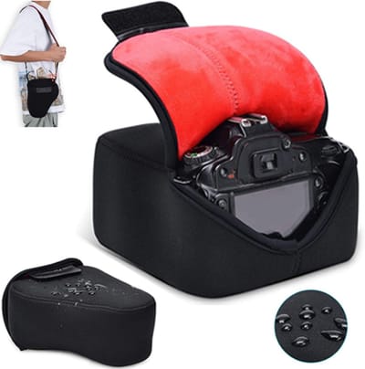 VHV - Cameratas - Camera insert - Camera inlay - Camera beschermhoes - Waterdicht - Schokbestendig - Neopreen - Voor in rugzak en op reis - Groot: 17*22*10,5 cm - Zwart