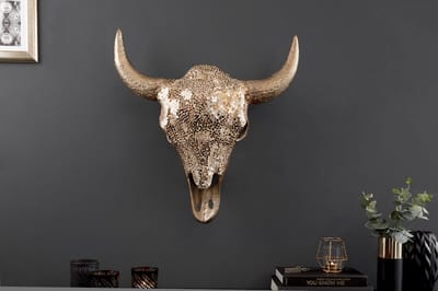 Elegante stierenkop matador 56 cm goud met mozaïek decoratie wanddecoratie