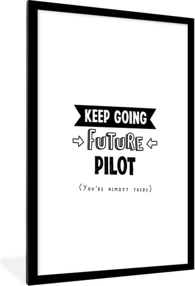 Fotolijst incl. Poster - Piloot - Student - Quotes - Opleiding - 60x90 cm - Posterlijst