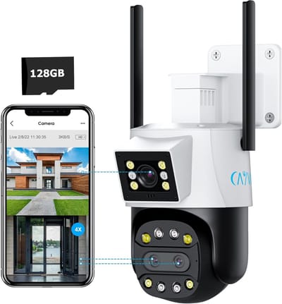 WLAN Camera - Beveiligingscamera Buiten - Huis Bewaken - Drievoudige Lens - 1080P FHD - Wit