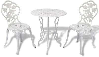Balkonset 2 personen - Tuinset - Bistroset - Wit - Weerbestendig - 3 delig - Tuintafel en 2 stoelen - 2 personen - Gietaluminium