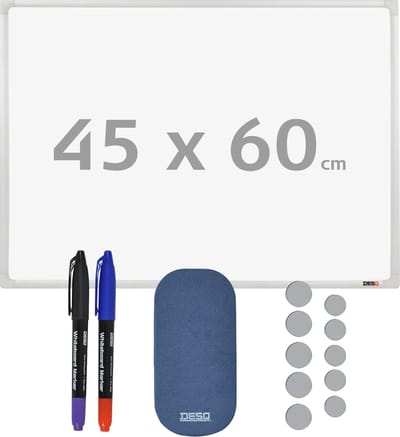 DESQ® Whiteboard met starterspack | Magnetisch | Aluminium Frame | 45 x 60 cm